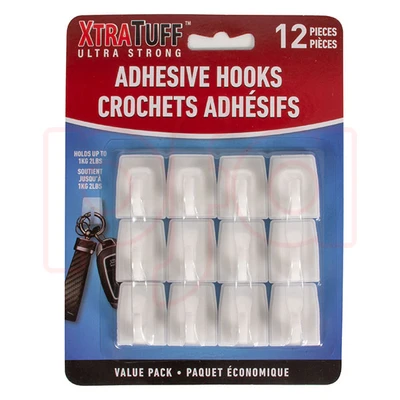 44046, XTRATUFF ADHESIVE HOOKS 12 PCS, 191554440463