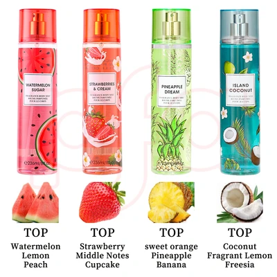 88819, Women's Body Mist Display 8 oz/ 236 ml Love Of Fruits, 4 Scents Island Coconut/Passion Fruit/Pineapple Dream/Watermelon Sugar - United Scents