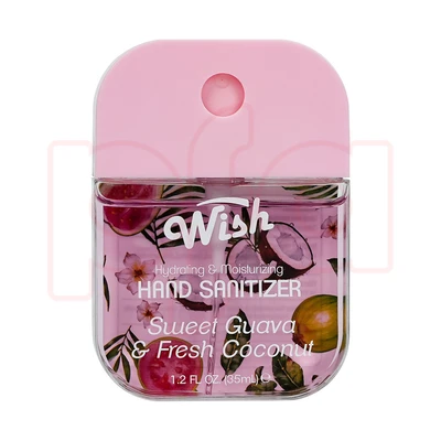 60420, Wish Travel Size (Set of 3 Scents,Each 1.2 FL. OZ) Power Mist Hydrating Hand Sanitizer Spray Portable Sanitizer Spray, 2 fragrance variants.Coconut Dragonfruit Vanilla/Violet Sweet Plum, 191554604209