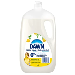 DAWNU24L-LE, Dawn Ultra Dish Liquid 2.4L 0% Free & Clear Dish Soap Lemon Scent, 030772154601