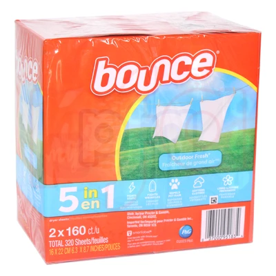 BOUNCE320, Bounce Fabric Sheet 320Count Outdoor Fresh 5 in 1, 037000951834