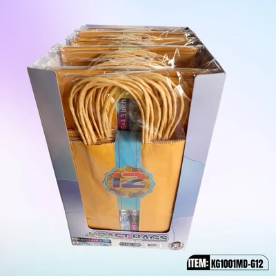 KG1001MD-G12, Kraft Bags MD. Gold 12/Pk 10.6"x8.6"x4.3", 887258100337