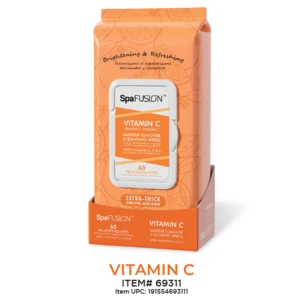 69311, Spa Fusion Make up Remover Cleansing Wipes 60ct Vitamin C, 191554693111