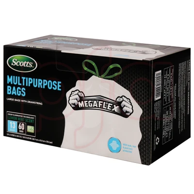 ST-30202, Drawstring Trash Bag Flex 13 Gal 60CT White Lemon - Scotts, 191554302020