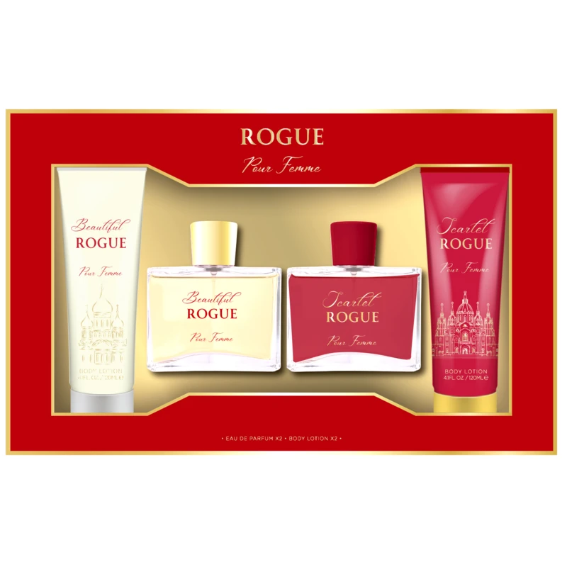 Women's 4pcs XL Set Rogue 4.1fl.oz/120ml×2 Body Lotion + 3.4fl.oz/100ml×2 EDP