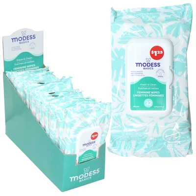 M69815, Modess Feminine Wipes 32CT Fresh Scent, 844424008152
