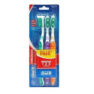 OB3M, Oral-B Toothbrush 123 3PK Medium, 4902430403900