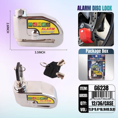 G6238, Metal Alarm Bicycle Lock, 887257462382