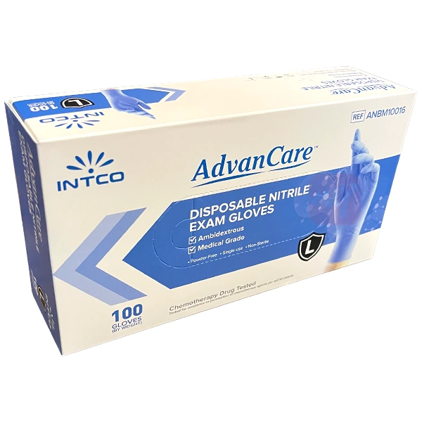 ACNG-L, Advancare Blue Nitrile Exam Gloves 100CT Size Large, 752349384852
