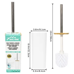 70060, Ideal Home Stainless Steel Toilet Brush w/ Bamboo Lid, 191554700604