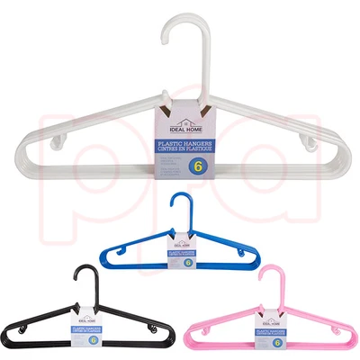 45018, Ideal Home Plastic Hangers 6PK Basic HD, 191554450189