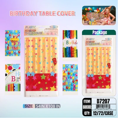 D7207, Birthday Plastic Table Cover 54"x108", 887257572074