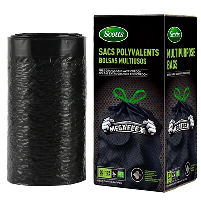 ST-30210, Drawstring Trash Bag Flex 33 Gal 24CT Black - Scotts, 191554302105
