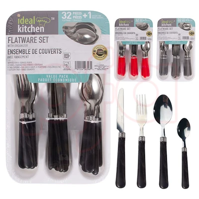 56396, Ideal Kitchen 32PK FLATWARE SET WITH ORGANIZER, 191554563964