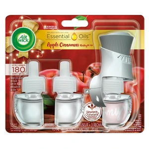 AWO3-1AC, Air Wick Oil Plug in Set 3 Oil +1 Plug Apple Cinnamon, 062338022963