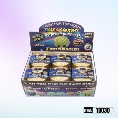 TB030, Ralex Squishy Sugar Dumplings Surprise with Glitter 3.35", 887258010308