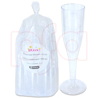 AMS-350103.86, Amscan 5.5oz Plastic Champagne Flute 20PK, 048419766766