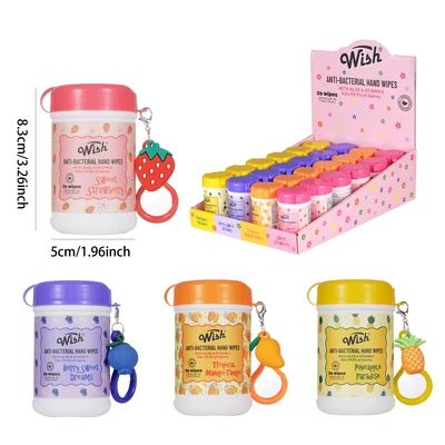 69302, Wish Sanitizing Hand Wipes 20CT with Charm Display, 191554693029