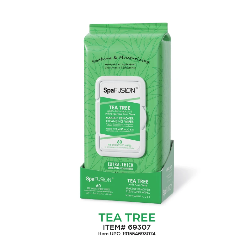 Spa Fusion Make up Remover Cleansing Wipes 60ct Tea Tree