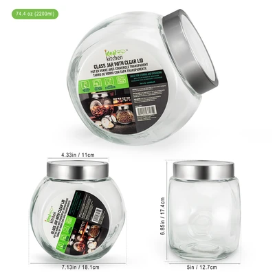 33175, Ideal Kitchen Glass Jar with Clear Lid 74.4oz 1pk, 191554331754