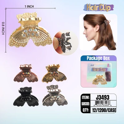 J3493, Hair Clip 1″ Inch with Diamond Assorted, 887257834936