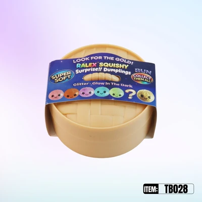 TB028, Ralex Squishy Dumplings Glitter & Glow In Dark Surprise Gold 3.35", 887258010285