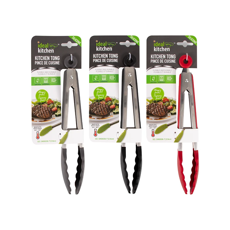 Ideal Kitchen Stainless Steel Silicone Tong 9in