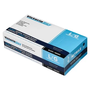 NG-VB-L, Victoria Bay Black Nitrile Exam Gloves 100CT Size: Large, 840064629874