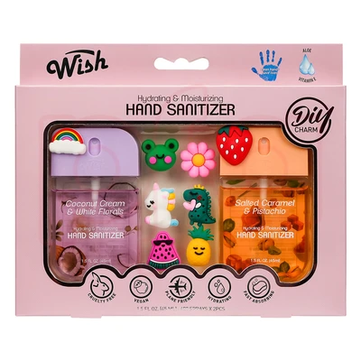 60423, Wish 1.5 FL. OZ. Hand Sanitizer Portable Spray Gift Set Travel Size (Set of 2),4 fragrance variants.Violet Plum/Vanilla Sweet/Coconut Salted/Dragonfruit Golden, 191554604230