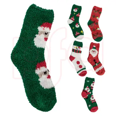 12106, Cindy Claire Christmas Winter Socks Fuzzy HD Xmas, 191554121065