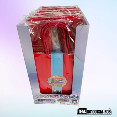 KG1001SM-R08, Kraft Bags SM. Red 8.6"x6.3"x3.1", 887258100085
