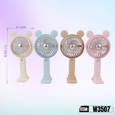 W3507, Rechargeable Portable Fan Assorted Color/PDQ, 887257735073