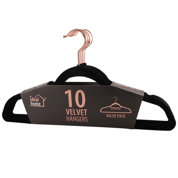 45000, Ideal Home Velvet Hanger 10PK Black Rose Gold, 191554450004