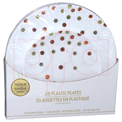 AMS-430587.05, Amscan Plastic Plate 10.25+7.5in 20PK Dots Rainbow, 192937249543