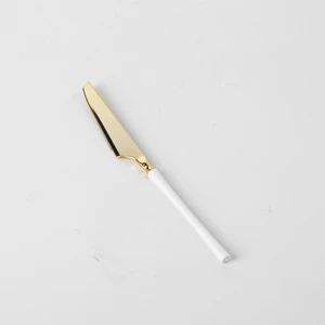 HXSJ-1KWG, 2 part knife white handle + gold header