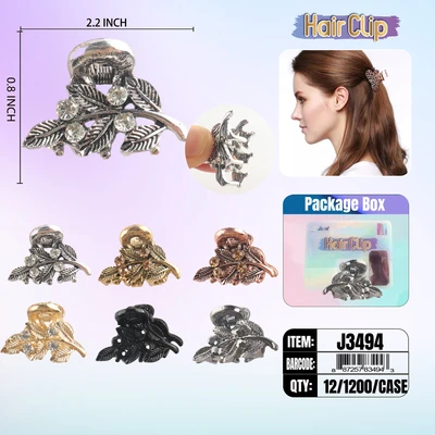 J3494, Hair Clip 1″ Inch with Diamond Assorted, 887257834943