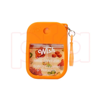60395, Wish 4pcs Mix Bundle Hand Sanitizer Spray 1.2 oz w/ Silicone Case,Salted Caramel/Coconut Cream/Dragonfruit/Golden Citrus, 191554603950