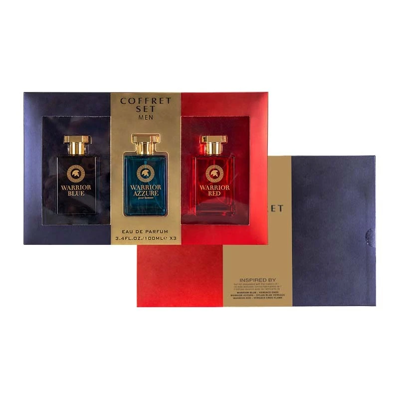 Men's 3pcs COFFRET SET 100ml/3.4fl.oz ×3 EDP WARRIOR BLUE + WARRIOR AZZYRE + WARRIOR RED
