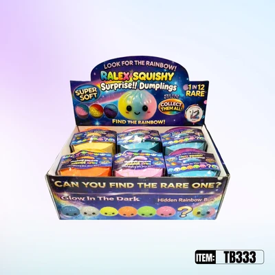 TB333, Ralex Squishy Dumplings Tie-Dye Hidden & Glow In Dark Surprise 3.35" Printed Steamer, 887258013330