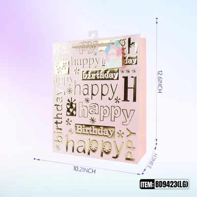 BD9423-LG, Birthday Gift Bags LG.Assorted x3 Styles 12.6"x10.2"x3.9", 887257130786