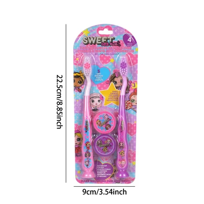 68039, Oral Fusion Kids Sweet Little Miss Toothbrush & Cap 4PK, 191554680395