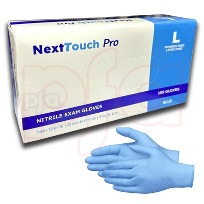 NG-NT-BL, Next Touch Blue Nitrile Exam Gloves 100CT Size: Large, 810181040128