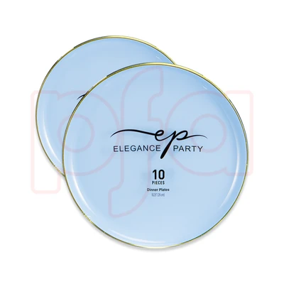 36292, EP Edge 10PK 10.25" Dinner Plate Ice Blue+Gold, 191554362925