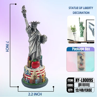 NY-LB009S, STATUE OF LIBERTY Silver Flag color (7"), 887257900099