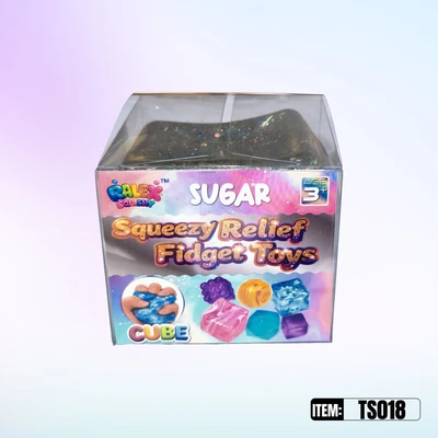 TS018, CUBE Squeezy Relief Fidget Toys Glitter 3.15“x3.15"x3.15", 887258020185