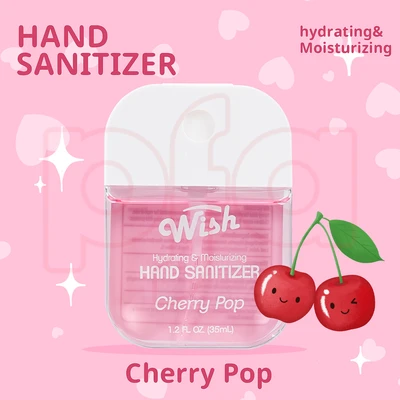 60350, 1.2 oz Hand Sanitizer Spray With Bag,  (4 Scent) Purple Rain/Peachy Nectar/Fruit Punch/Cherry Pop — Wish, 191554603509