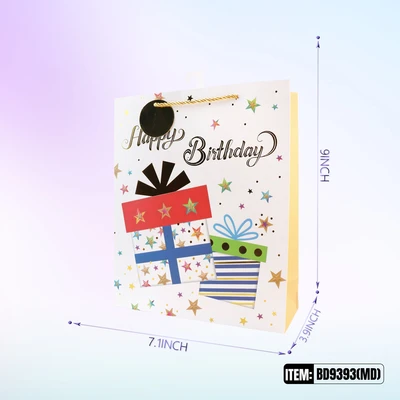 BD9393-MD, Birthday Gift Bags MD. Assorted x4 Styles7.1"x3.9"x9", 887257130458