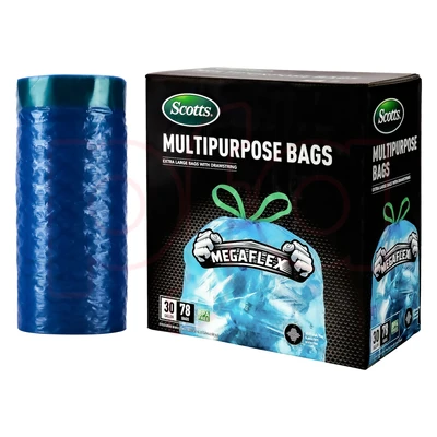 ST-30209, Drawstring Trash Bag Flex 30 Gal 78CT Clear Blue - Scotts, 191554302099