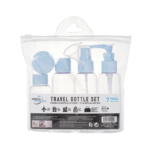 40001, Ideal Travel TSA-Compliant Travel Bottle Set 7PC with Clear Zip Bag, 191554400016