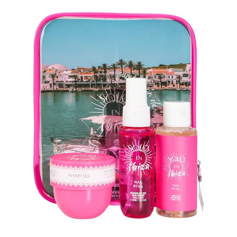 Women's 3 Pcs Bag Set 1.76 oz Body Butter 2 oz Bubble Bath 1.02 oz Body Mist Mar Bella Scents - Solo En lbiza